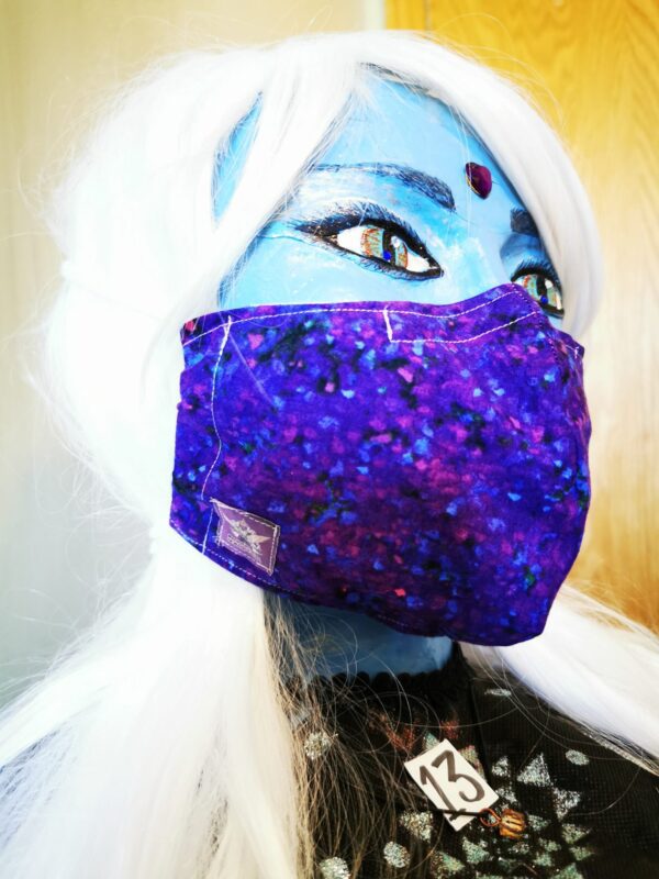 purple fabric face covering