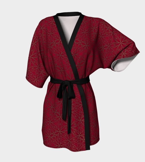 Flower of Life Pattern Red & Gold Kimono