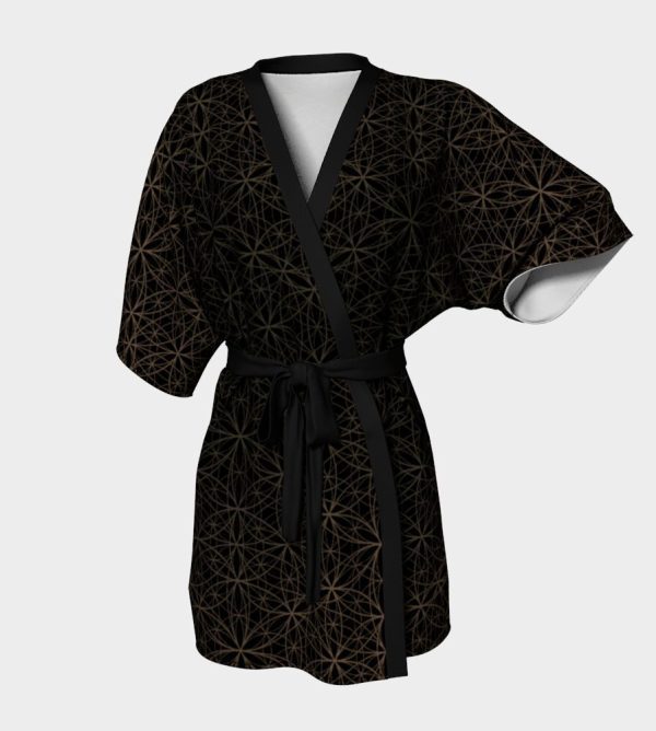 Flower of Life Pattern Black & Gold Kimono